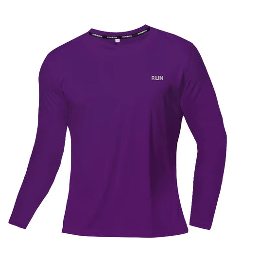 Summer Ice Silk Long Sleeve T-Shirt Men New Quick Dry Breathable Air Conditioning Outdoor Sun Protection Running