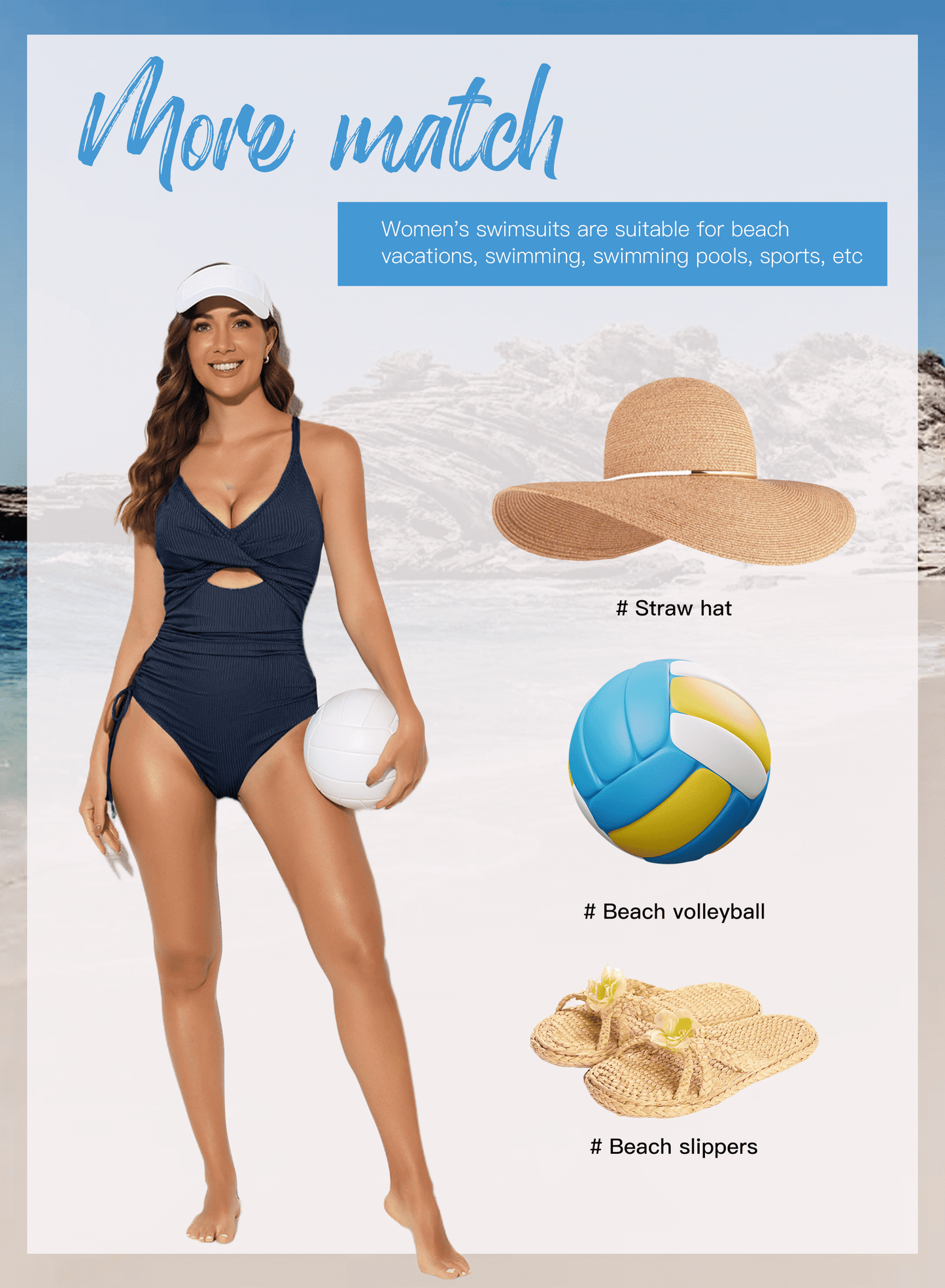 Essence Ribbed Monokini – V-Neck One-Piece