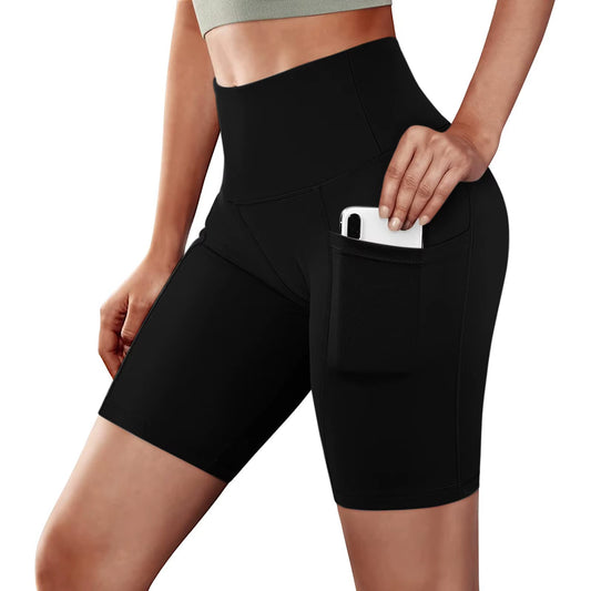 Women Gym Shorts High Waist Lifting Push up Tight Sports Shorts Leggings Phone Pocket Jogging Training Running Fitness Shorts