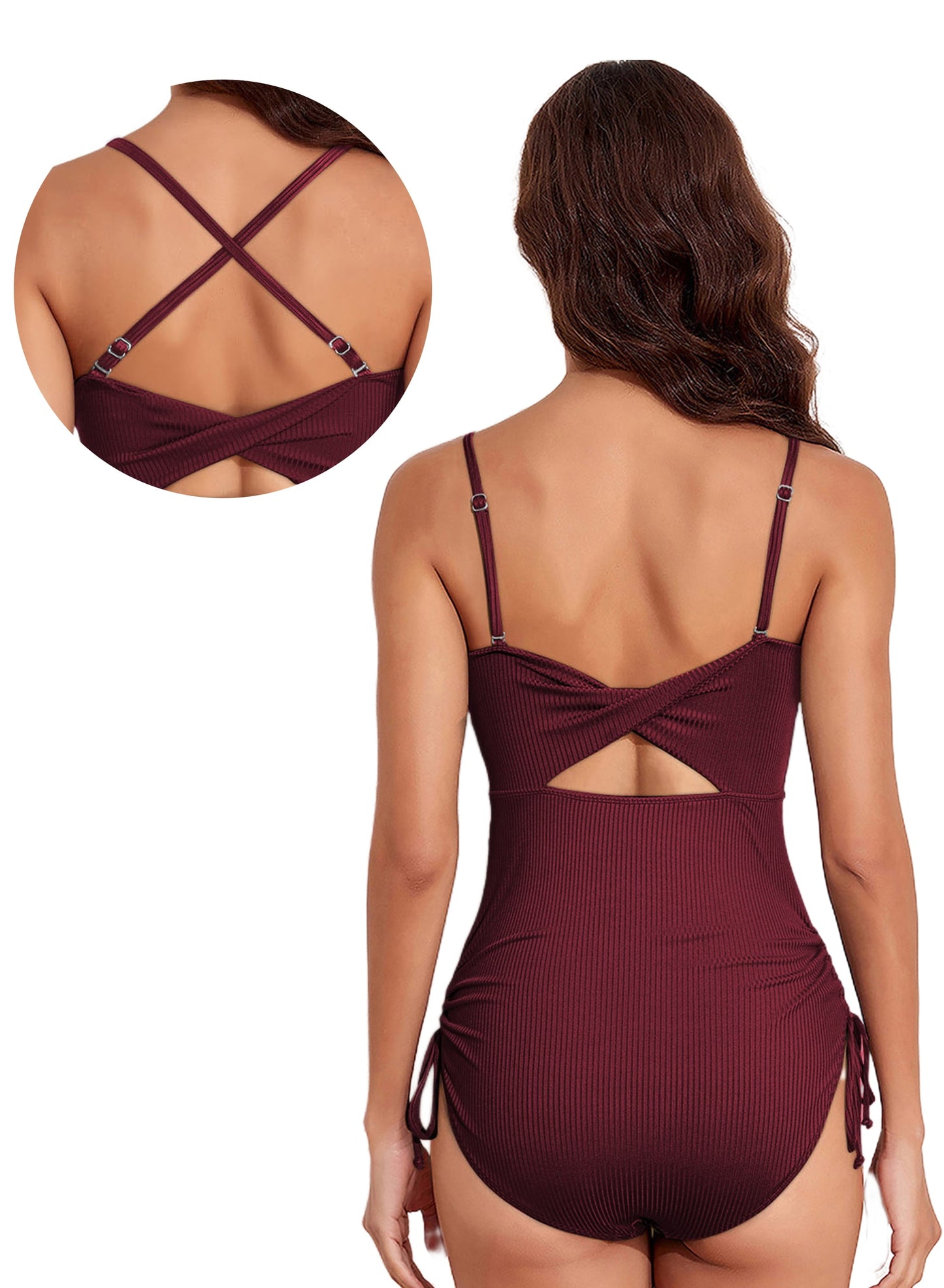 Corset Ribbed Maillot – Drawstring Waist One-Piece