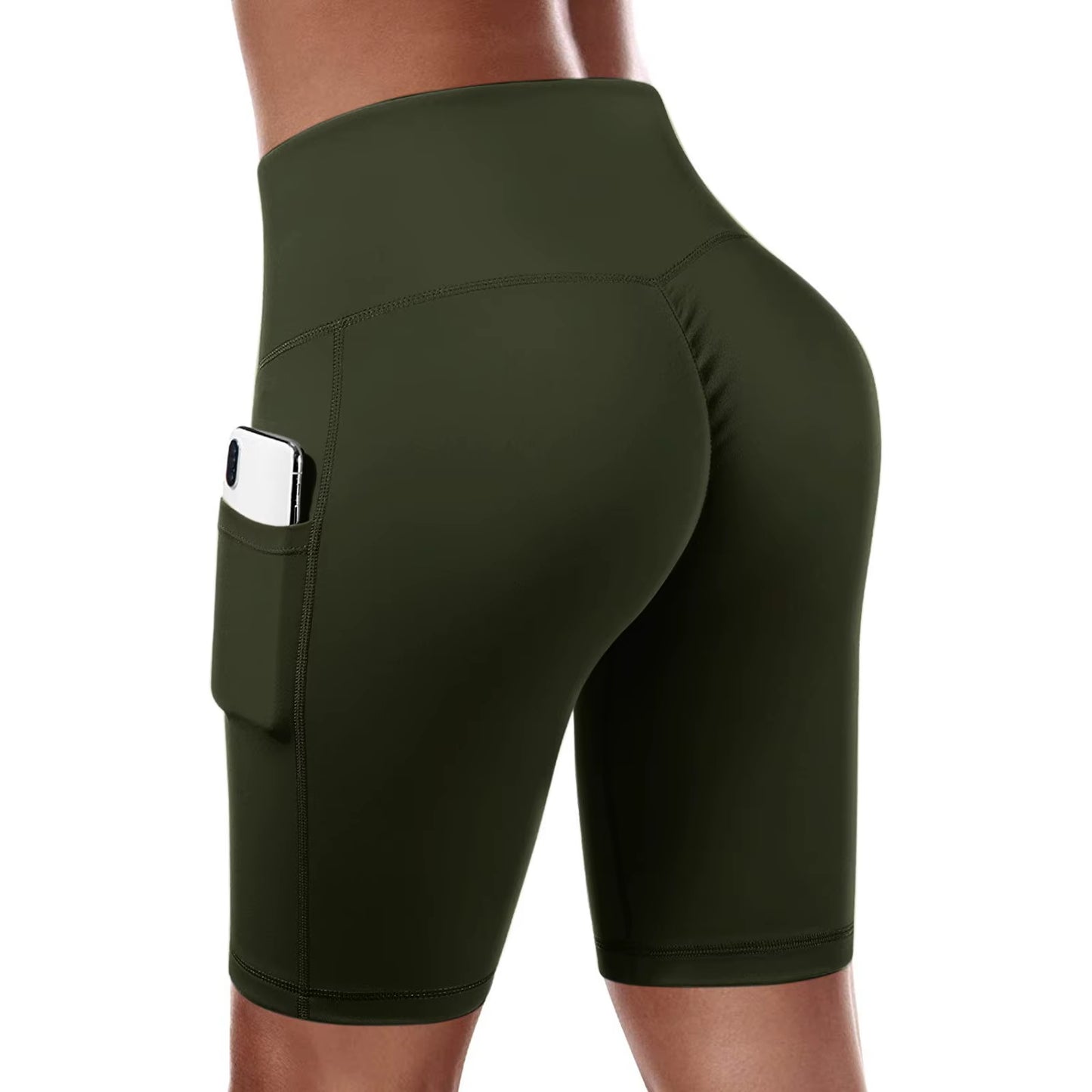 Women Gym Shorts High Waist Lifting Push up Tight Sports Shorts Leggings Phone Pocket Jogging Training Running Fitness Shorts