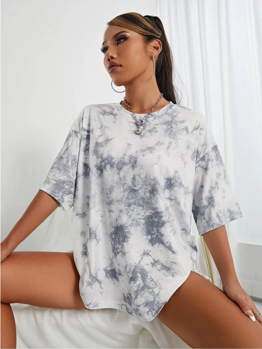Women's Tie-Dye Round Neck T-Shirt - Spring & Summer Casual Short-Sleeve Top
