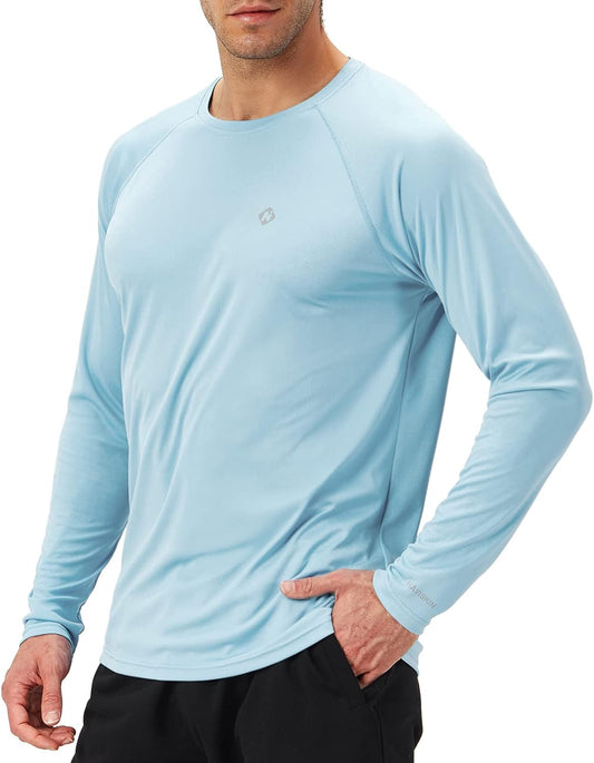 Men's UPF 50+ Sun Protection Long Sleeve Rash Guard Shirts - Lightweight, Quick-Dry Swim Shirts for UV Defense