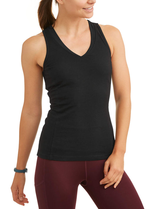 Women's V-Neck Racerback Tank Top with Mesh Back - Lightweight & Breathable