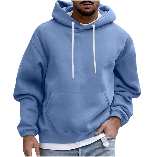 Men Casual Overiszed Hoodies round Neck with Pocket Pullover Long Sleeve