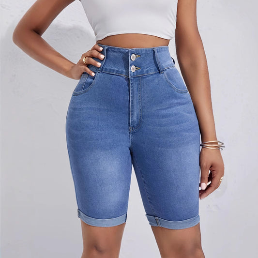Nomad High-Waist Buckle Shorts – Denim Stretch - Sharpline Insights, LLC