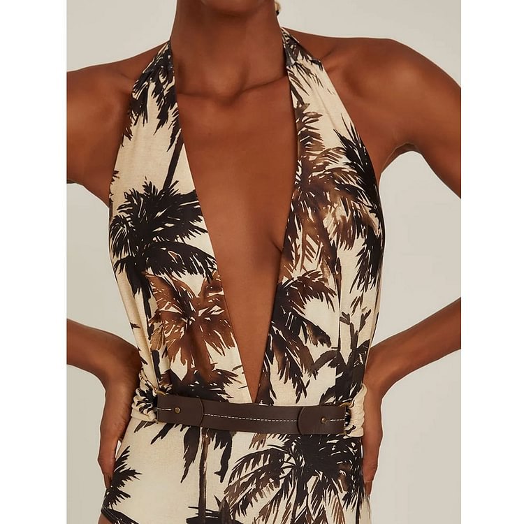 V Neck Backless Swimsuit - Sharpline Insights, LLC