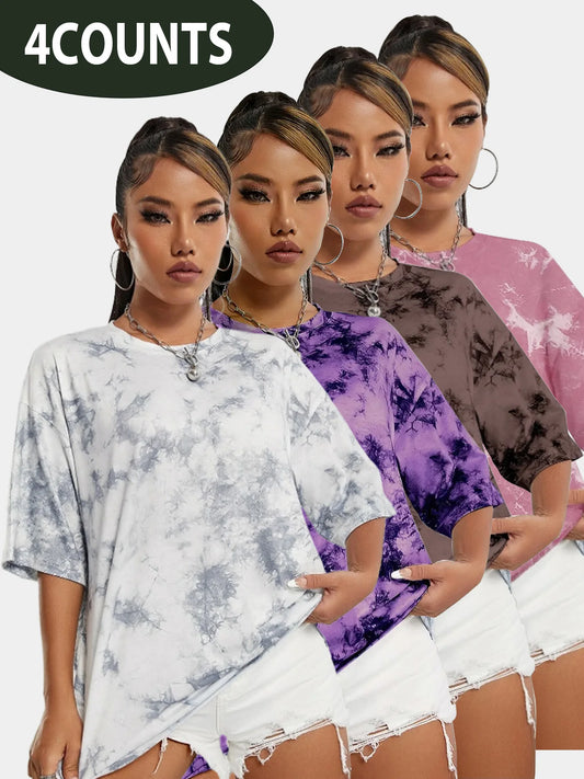 Women's Tie-Dye Round Neck T-Shirt - Spring & Summer Casual Short-Sleeve Top
