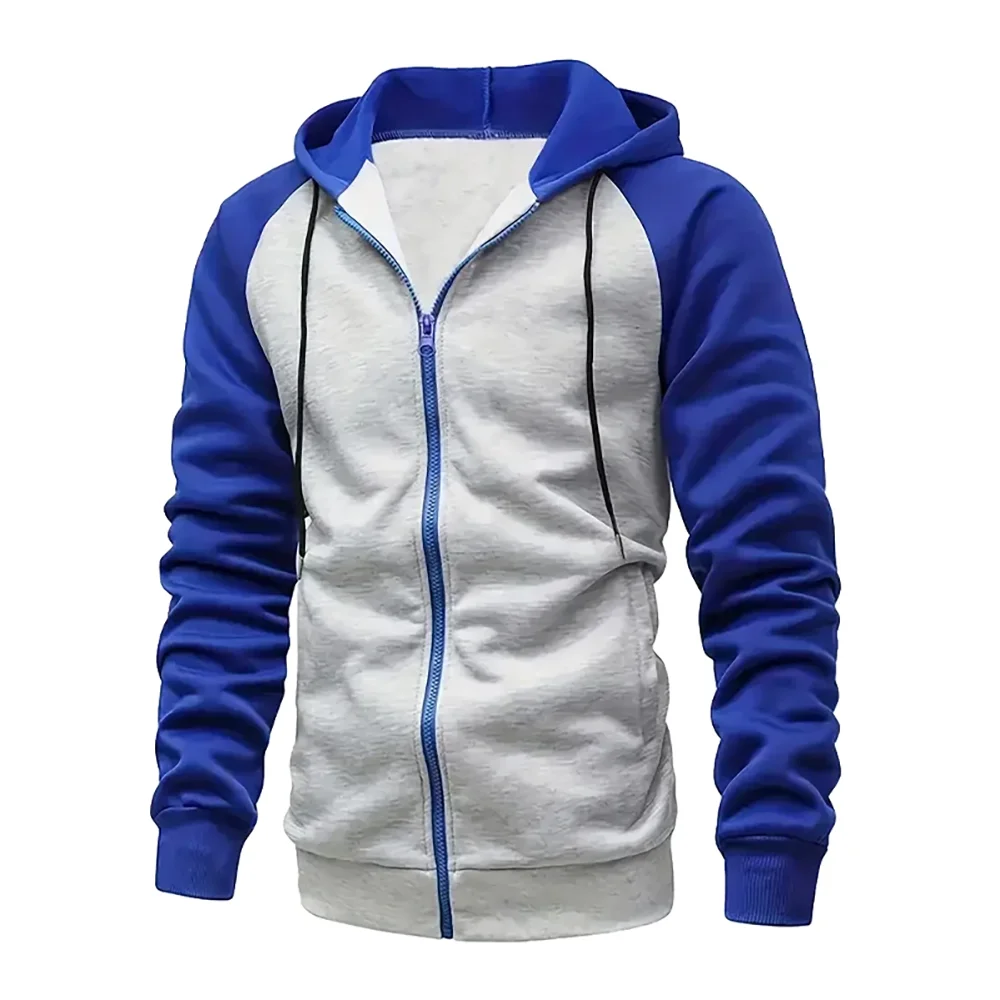 Men's Zip-Up Color Block Hoodie with Casual Stylish & Durable Fall/Winter