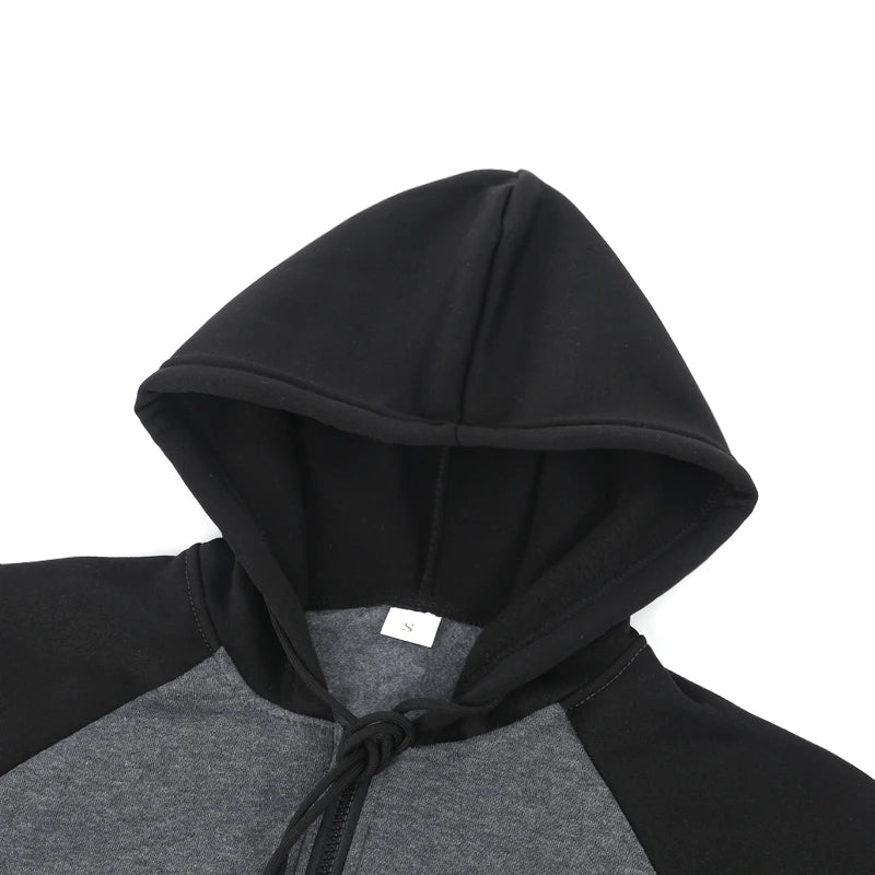 Men's Zip-Up Color Block Hoodie with Casual Stylish & Durable Fall/Winter