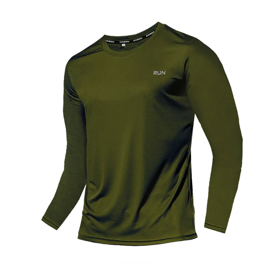 Summer Ice Silk Long Sleeve T-Shirt Men New Quick Dry Breathable Air Conditioning Outdoor Sun Protection Running