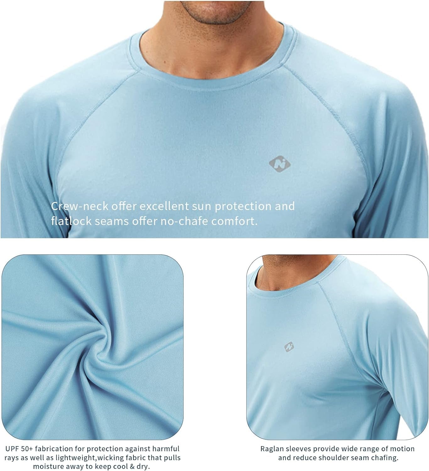 Men's UPF 50+ Sun Protection Long Sleeve Rash Guard Shirts - Lightweight, Quick-Dry Swim Shirts for UV Defense