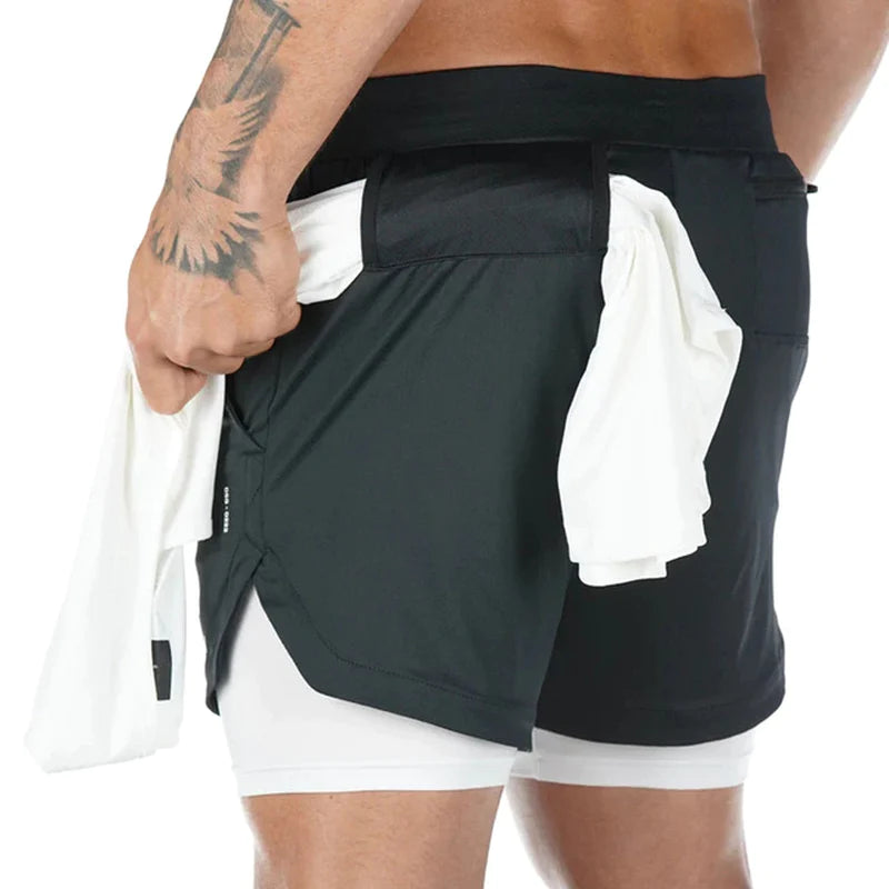 Men's 2-in-1 Running Shorts - Quick-Dry Gym, Workout, and Training Shorts for Jogging & Fitness