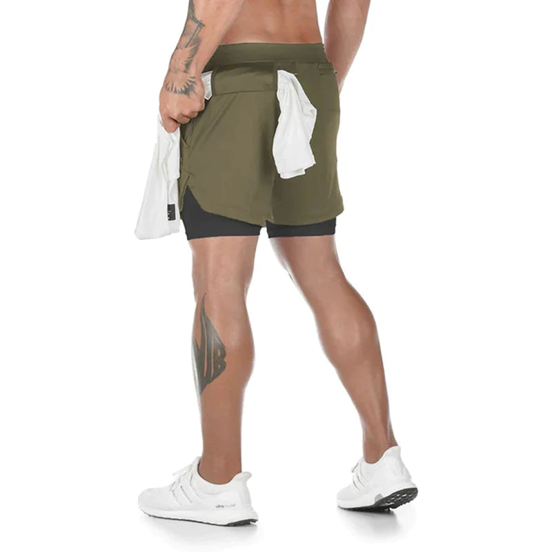 Men's 2-in-1 Running Shorts - Quick-Dry Gym, Workout, and Training Shorts for Jogging & Fitness