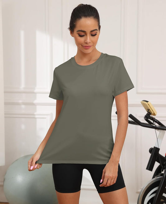 Workout Tops for Women UPF50+ Breathable Loose Fit Yoga T Shirts Short Sleeve Running Gym Athletic Tee Top