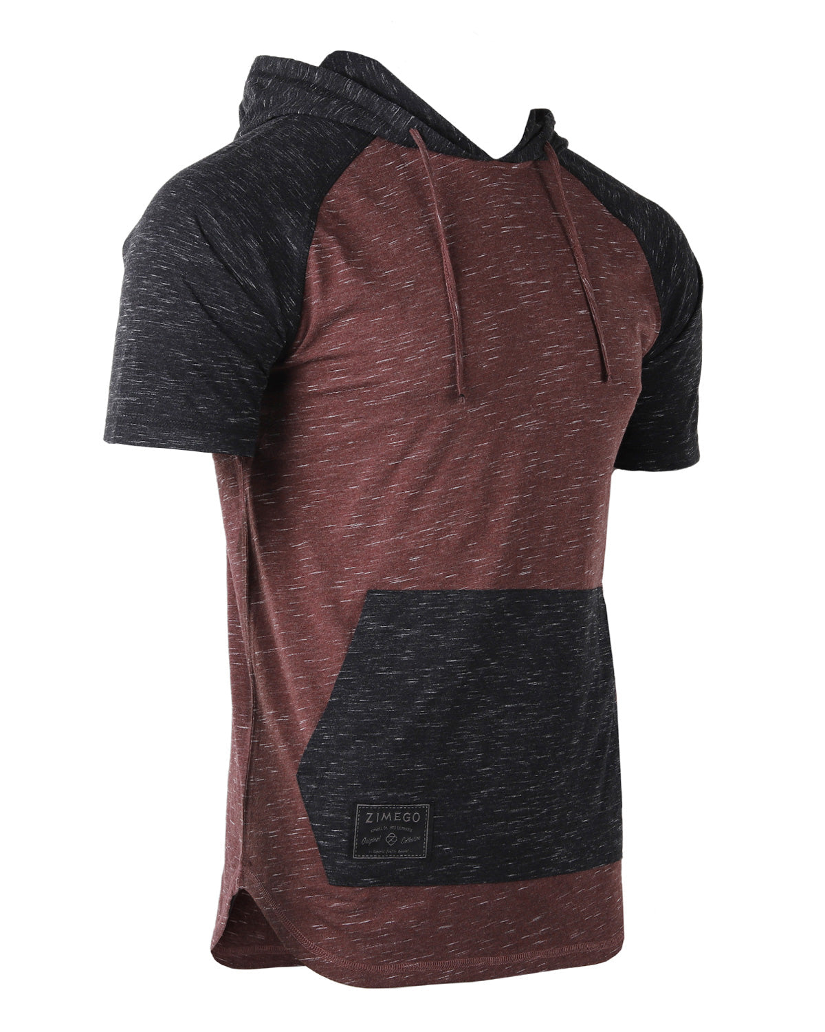 Short Sleeve Hoodie Black / Maroon