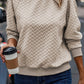 Textured Raglan Sleeve Pullover Sweatshirt