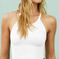 Womens Sports Bra Seamless Long Crop Tank Racer Back Spaghetti Strap Workout Yoga Padded Bra Halter Neck Casual Tops