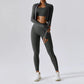 3 Piece Yoga Set Workout Outfits for Women Tracksuit Sport Bra High Waist Shorts Yoga Leggings Fitness Long Sleeve Gym Clothing