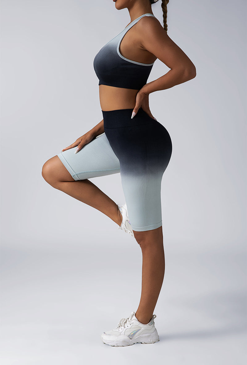 Women's 2-Piece Workout Sets - Seamless Crop Tank & High-Waist Shorts or Sport Bra & Yoga Leggings