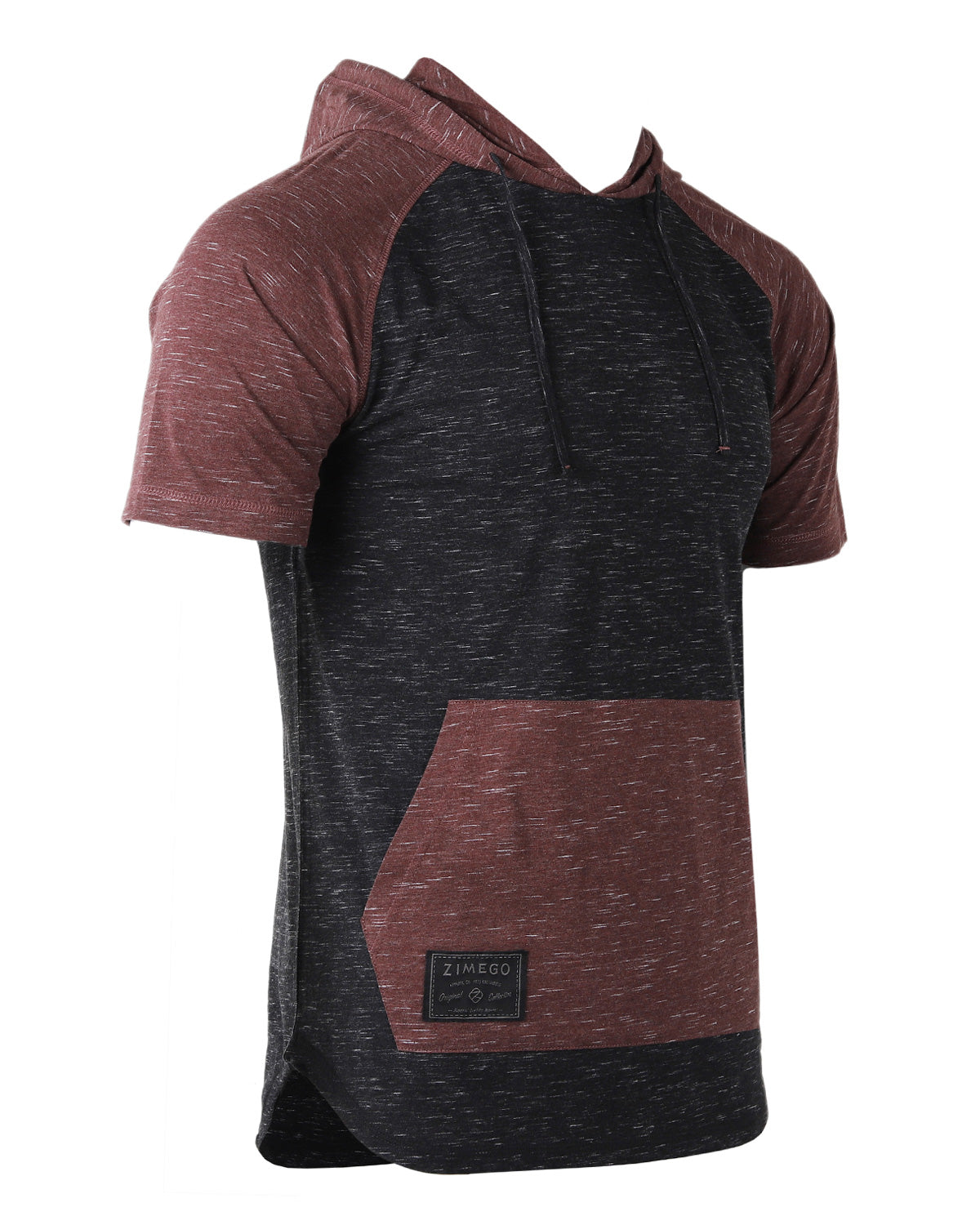 Short Sleeve Hoodie Black / Maroon