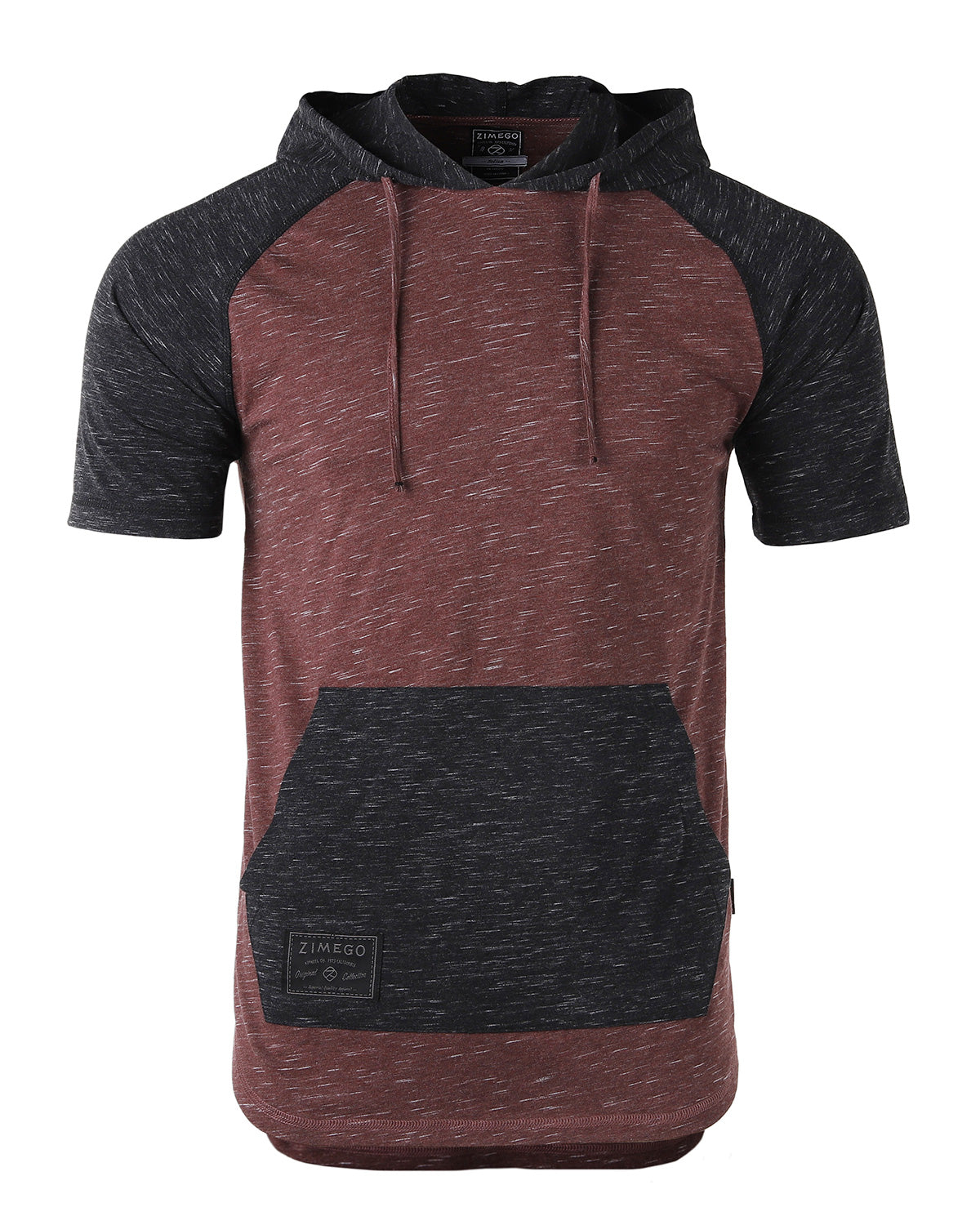 Short Sleeve Hoodie Black / Maroon