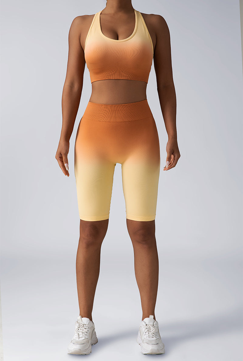 Women's 2-Piece Workout Sets - Seamless Crop Tank & High-Waist Shorts or Sport Bra & Yoga Leggings