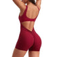 Women's Sleeveless Jumpsuit Romper - Tummy Control & V-Back Scrunch Butt Design | Bodycon Yoga Workout Shorts for Fitness, Casual, and Summer Wear