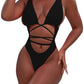 Noir Cutout Monokini – High-Waist Criss-Cross Swimsuit