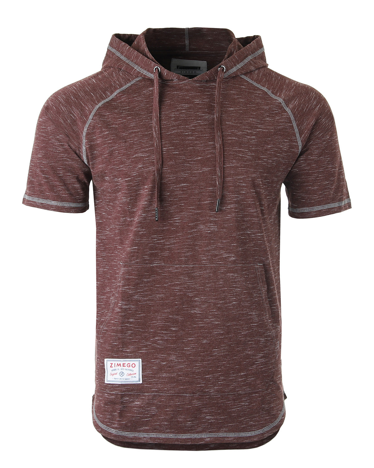 Short Sleeve Hoodie Black / Maroon