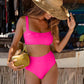 Womens Crop Top High Waisted Swimsuit Sport High Cut Bikini Set Two Piece Bandeau Bathing Suits
