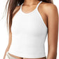 Womens Sports Bra Seamless Long Crop Tank Racer Back Spaghetti Strap Workout Yoga Padded Bra Halter Neck Casual Tops