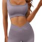 Women's Seamless 2-Piece Workout Set - Sleeveless Tank Top & Bodycon Shorts with Sports Bra