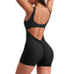 Women's Sleeveless Jumpsuit Romper - Tummy Control & V-Back Scrunch Butt Design | Bodycon Yoga Workout Shorts for Fitness, Casual, and Summer Wear