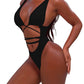 Noir Cutout Monokini – High-Waist Criss-Cross Swimsuit