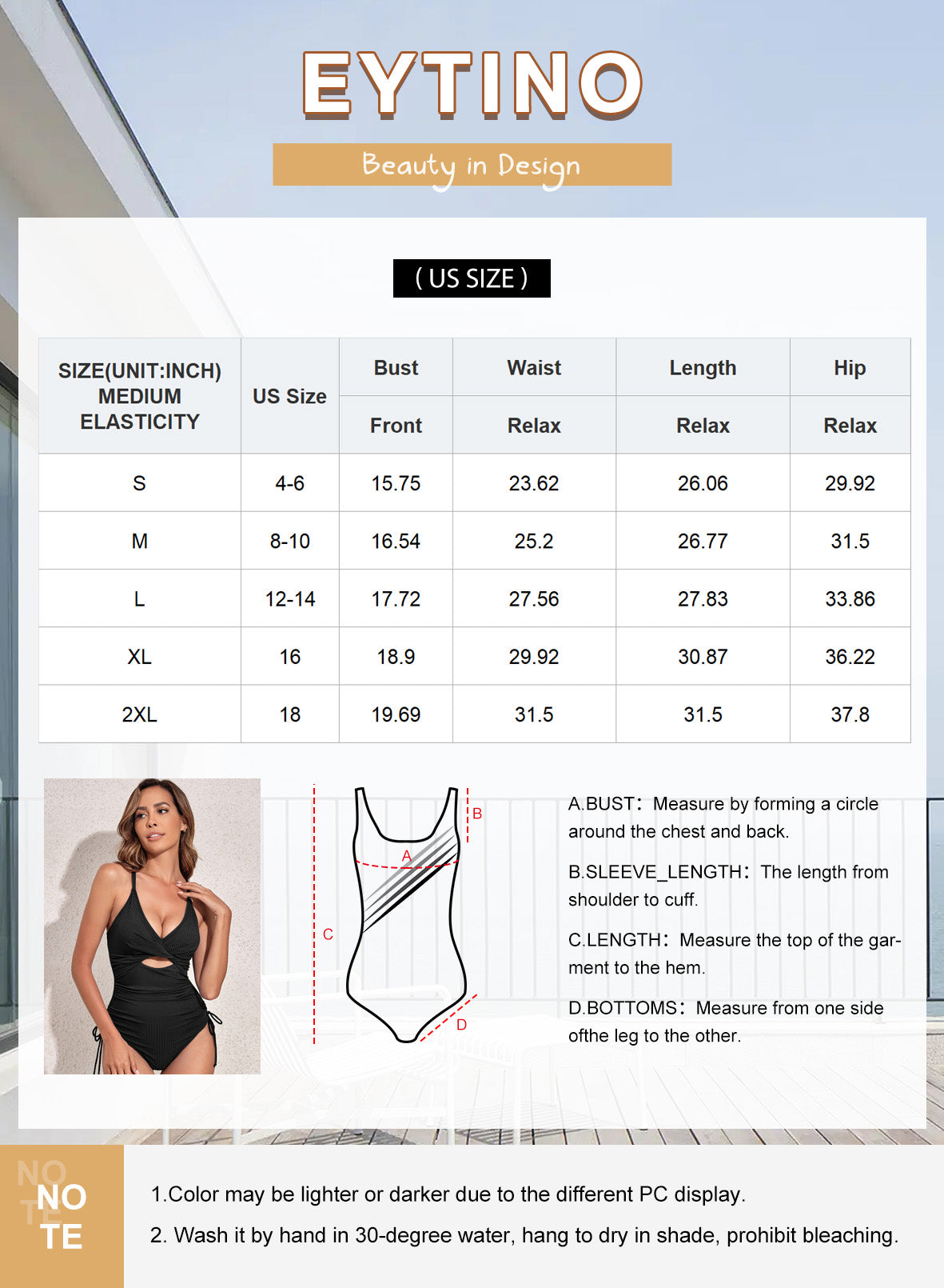 Essence Ribbed Monokini – V-Neck One-Piece