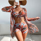 Swimsuit Women Split Three Piece Suit High Waist Long Sleeves Blouse Internet Celebrity Drawstring Suit - Sharpline Insights