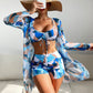 Swimsuit Women Split Three Piece Suit High Waist Long Sleeves Blouse Internet Celebrity Drawstring Suit - Sharpline Insights