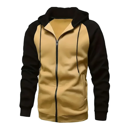 Men's Zip-Up Color Block Hoodie with Casual Stylish & Durable Fall/Winter