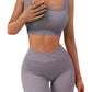 Women's Seamless 2-Piece Workout Set - Sleeveless Tank Top & Bodycon Shorts with Sports Bra