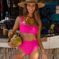 Womens Crop Top High Waisted Swimsuit Sport High Cut Bikini Set Two Piece Bandeau Bathing Suits