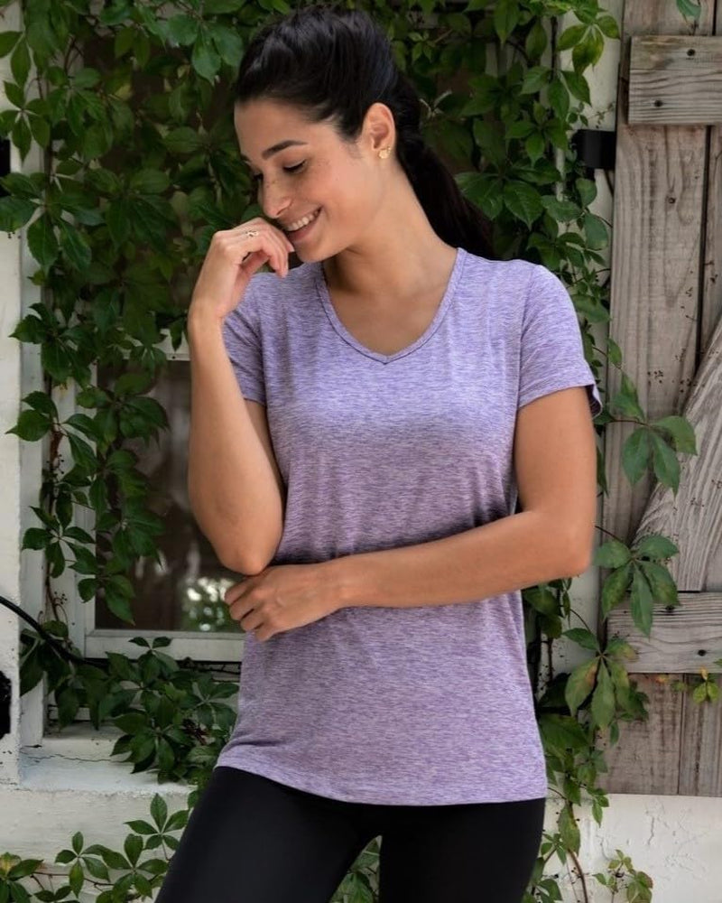 5 Pack: Women's Short Sleeve V-Neck Activewear T-Shirt Dry-Fit Wicking Yoga Top (Available in Plus)