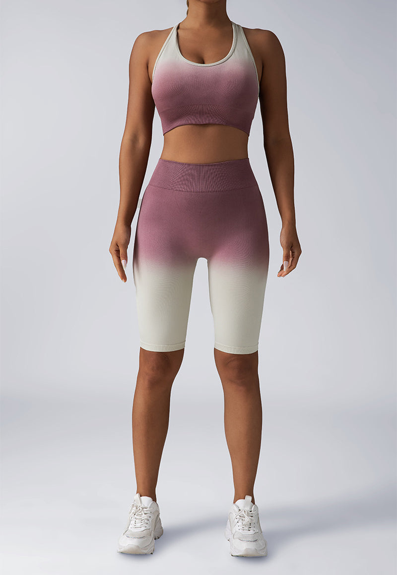 Women's 2-Piece Workout Sets - Seamless Crop Tank & High-Waist Shorts or Sport Bra & Yoga Leggings