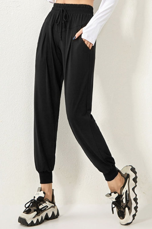 Drawstring High Waist Active Pants