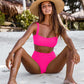 Womens Crop Top High Waisted Swimsuit Sport High Cut Bikini Set Two Piece Bandeau Bathing Suits