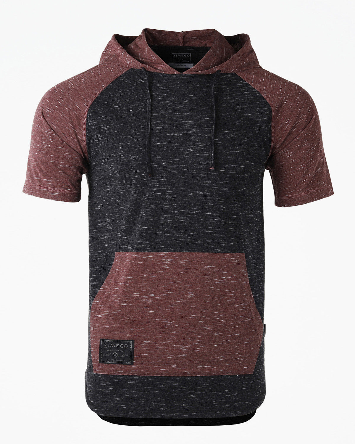 Short Sleeve Hoodie Black / Maroon