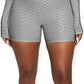 Women's 2-Piece Workout Set - Long Sleeve Crop Top + High Waist Bodycon Yoga Shorts