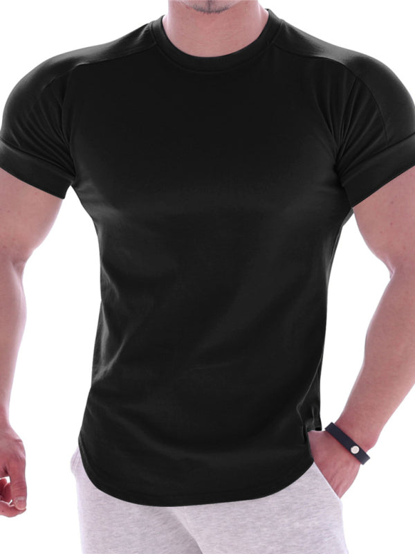 Fitness trendy brand quick-drying round neck elastic short-sleeved tight-fitting sports T-shirt - Sharpline Insights, LLC