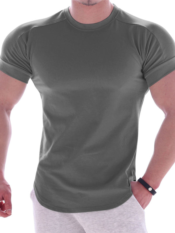 Fitness trendy brand quick-drying round neck elastic short-sleeved tight-fitting sports T-shirt - Sharpline Insights, LLC