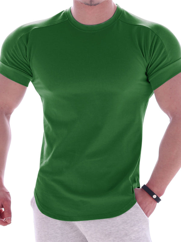 Fitness trendy brand quick-drying round neck elastic short-sleeved tight-fitting sports T-shirt - Sharpline Insights, LLC